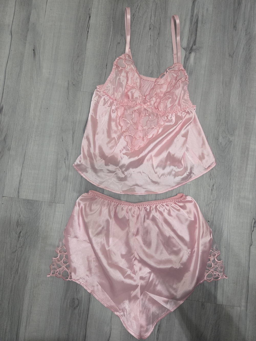 Pink Satin Lace Cami & Shorts Sleep Set - Women Intimates